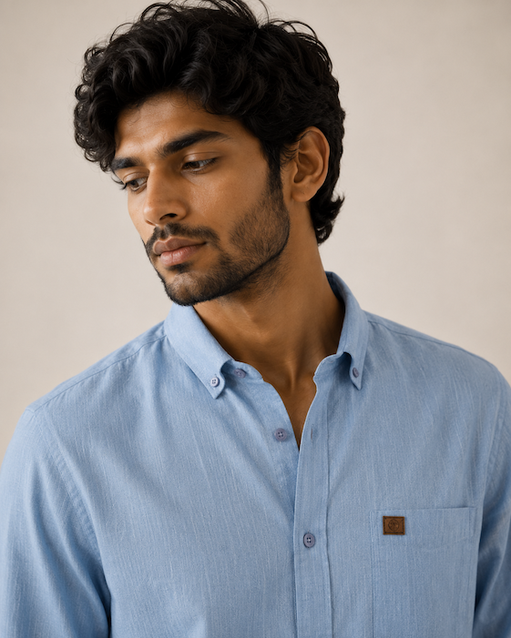 THE WOLF CABIN Semi formal shirts - Sky Blue