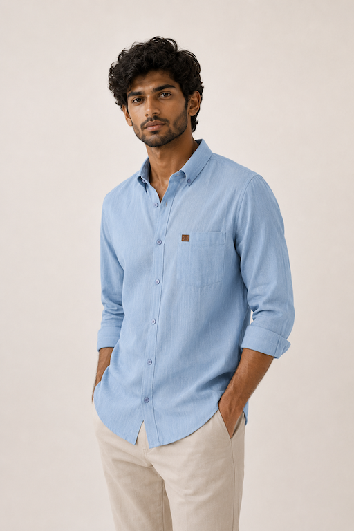 THE WOLF CABIN Semi formal shirts - Sky Blue
