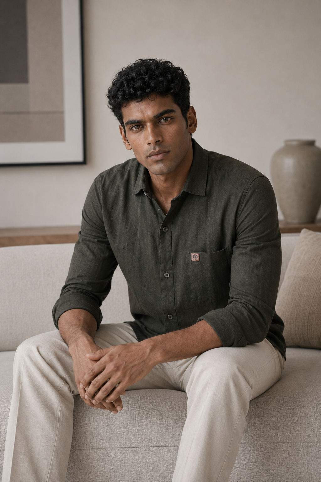 THE WOLF CABIN Semi formal shirts - Dark Olive Green