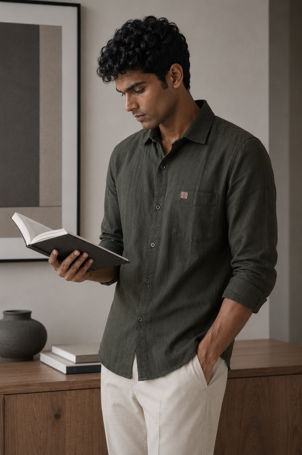 THE WOLF CABIN Semi formal shirts - Dark Olive Green