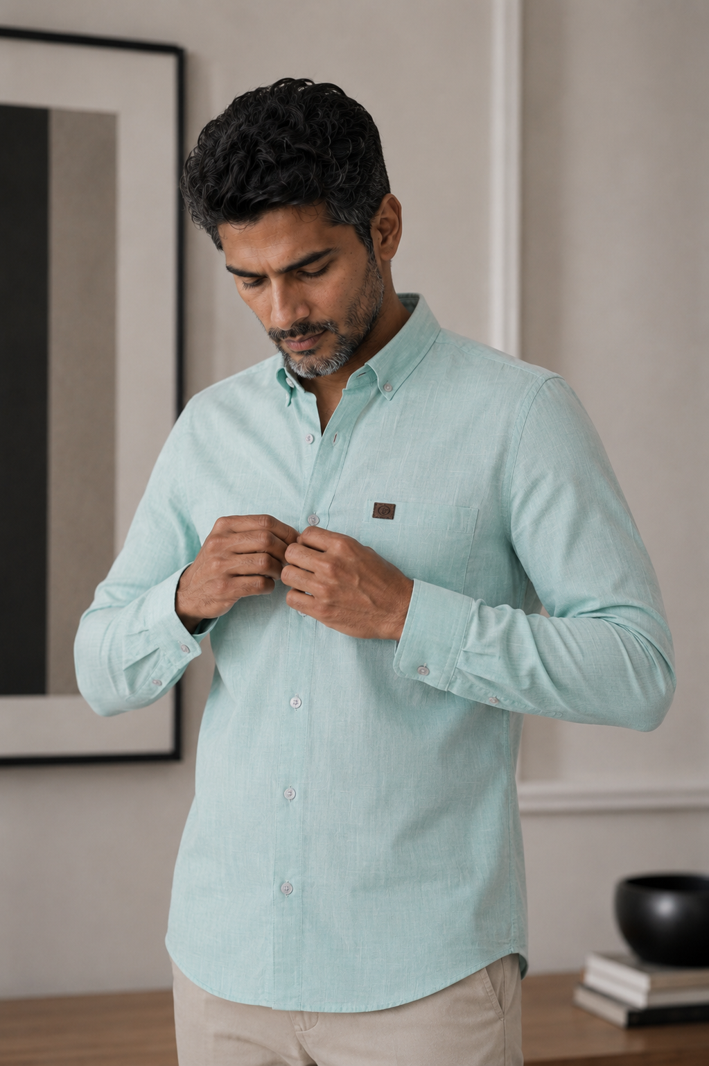THE WOLF CABIN Semi formal shirts - Ice Mint