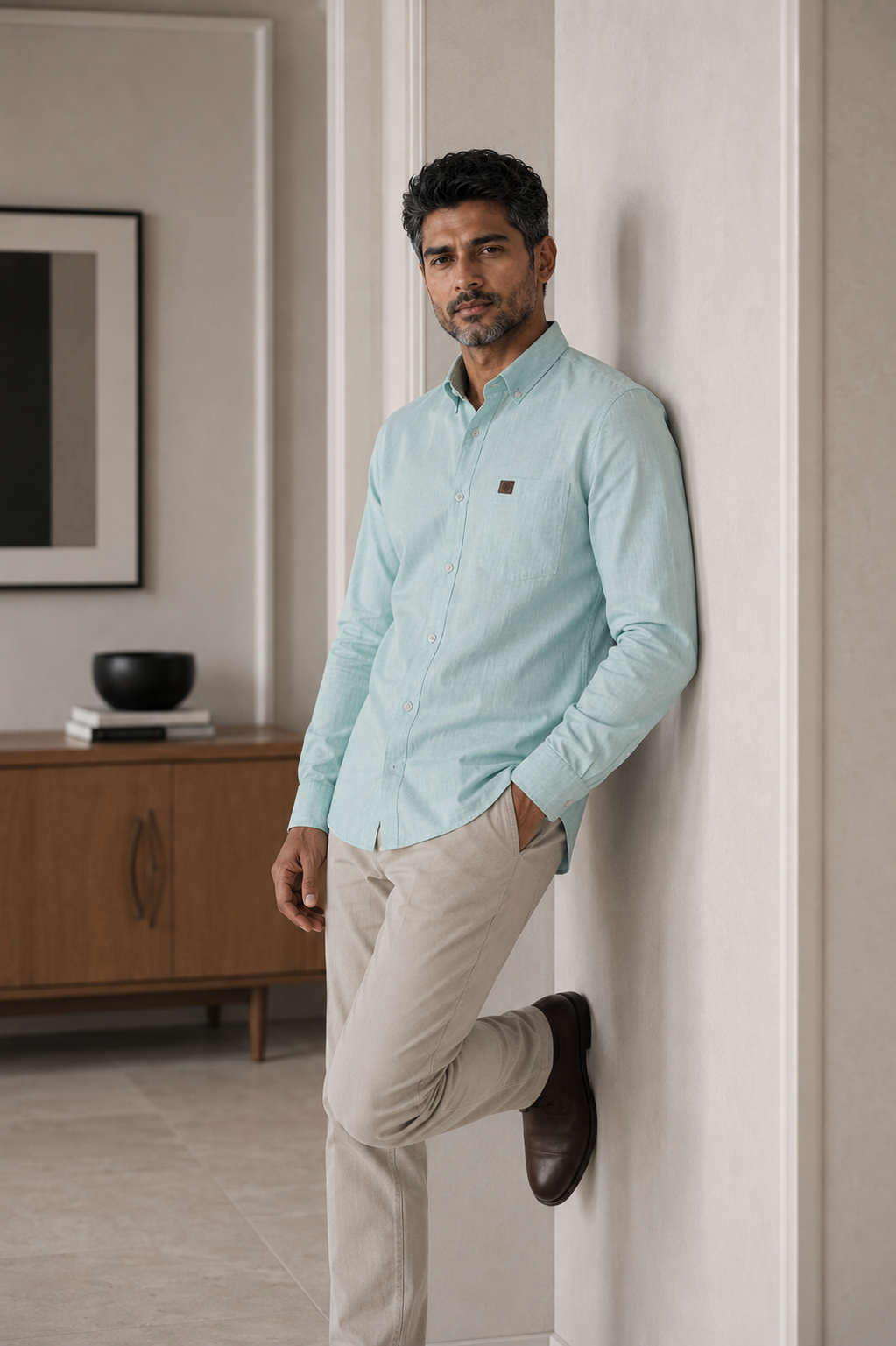 THE WOLF CABIN Semi formal shirts - Ice Mint