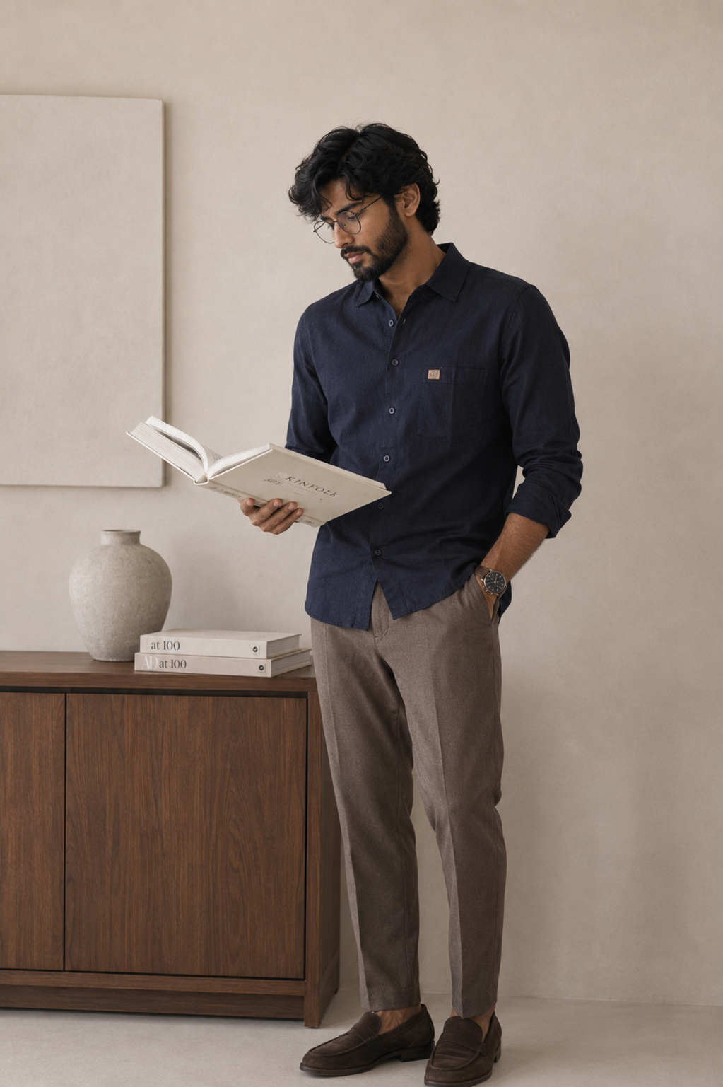 THE WOLF CABIN Semi formal shirts - Midnight Navy
