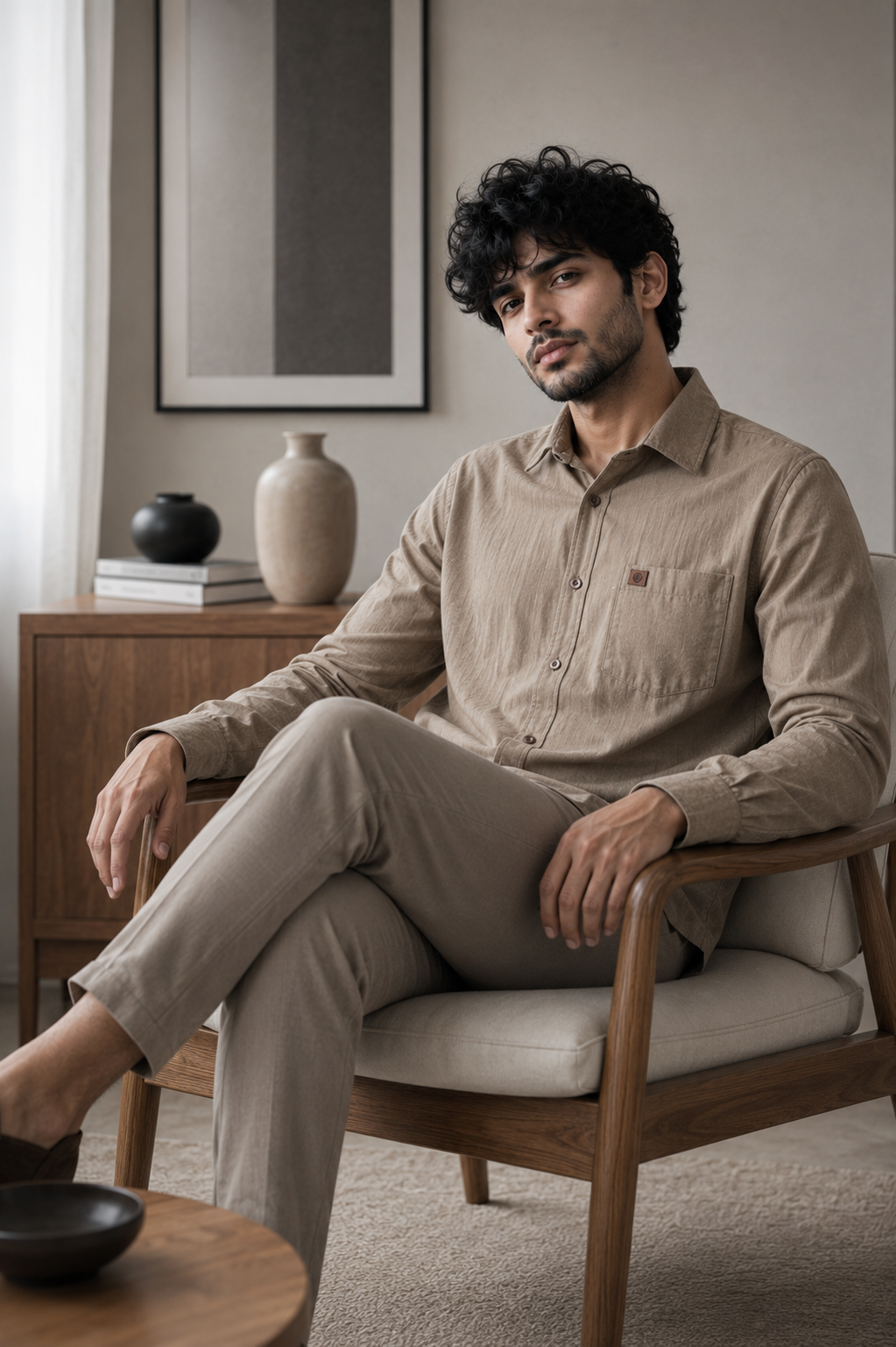 THE WOLF CABIN Semi formal shirts - Stone Beige