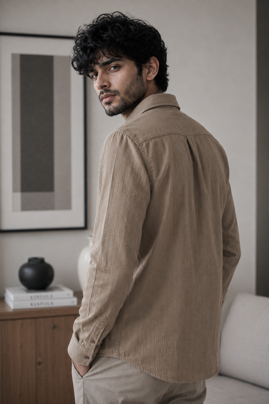 THE WOLF CABIN Semi formal shirts - Stone Beige
