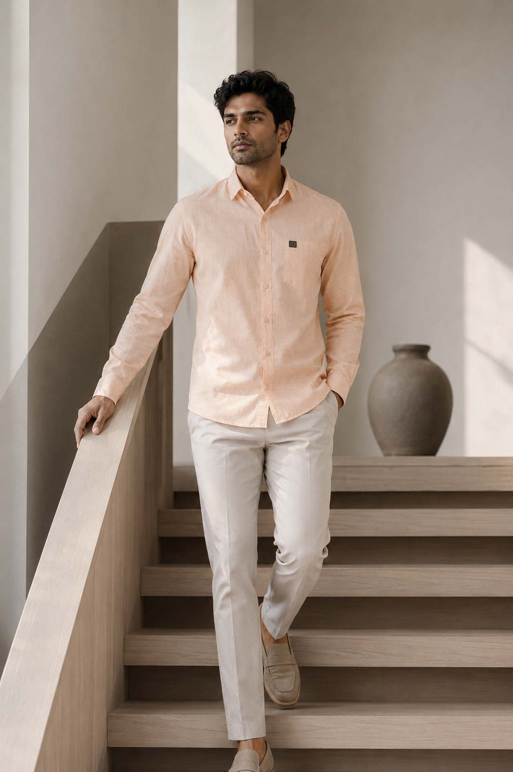 THE WOLF CABIN Semi formal shirts - Light Peach