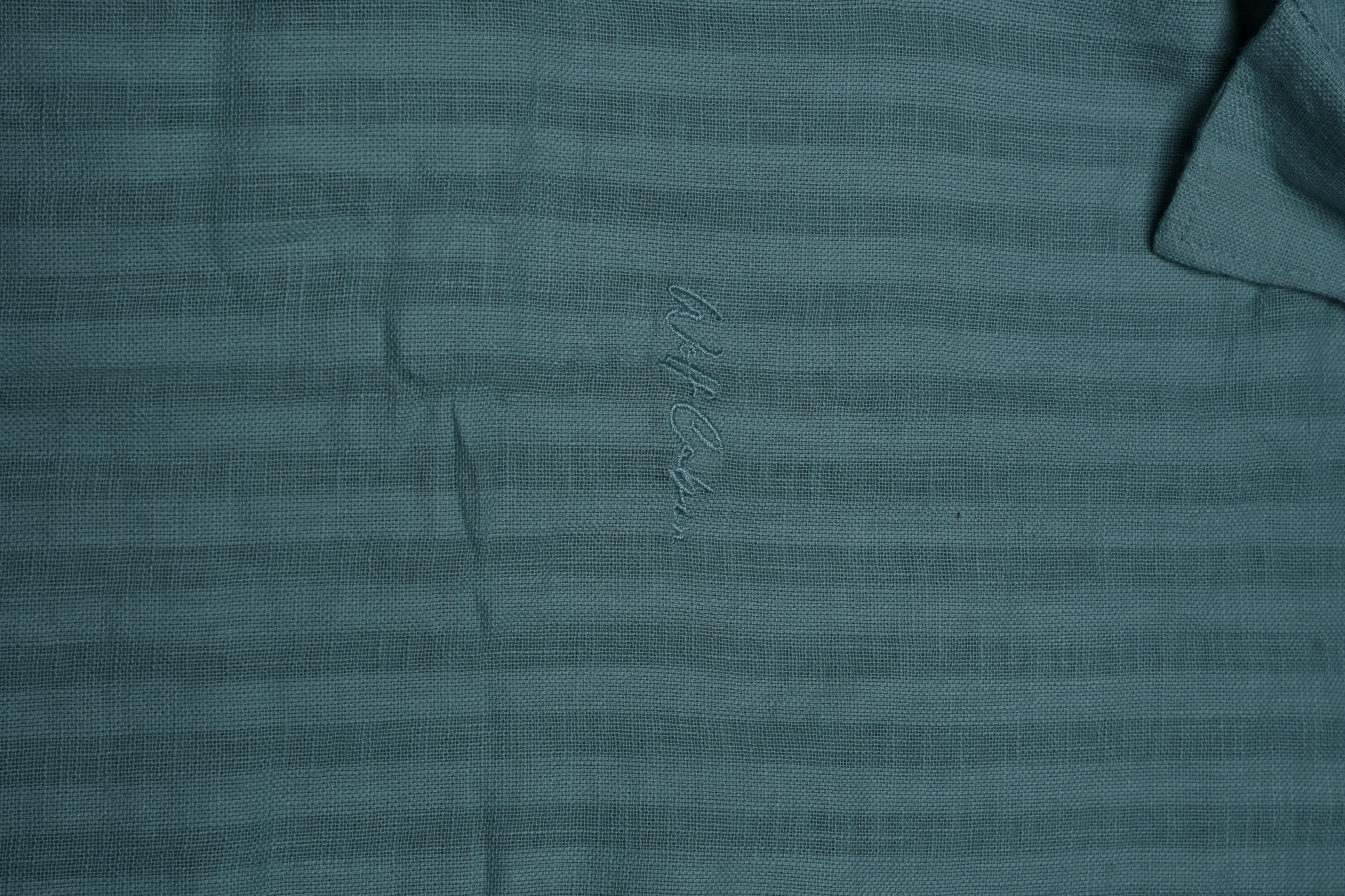 Mint green dobby stripe linen cotton shirt front