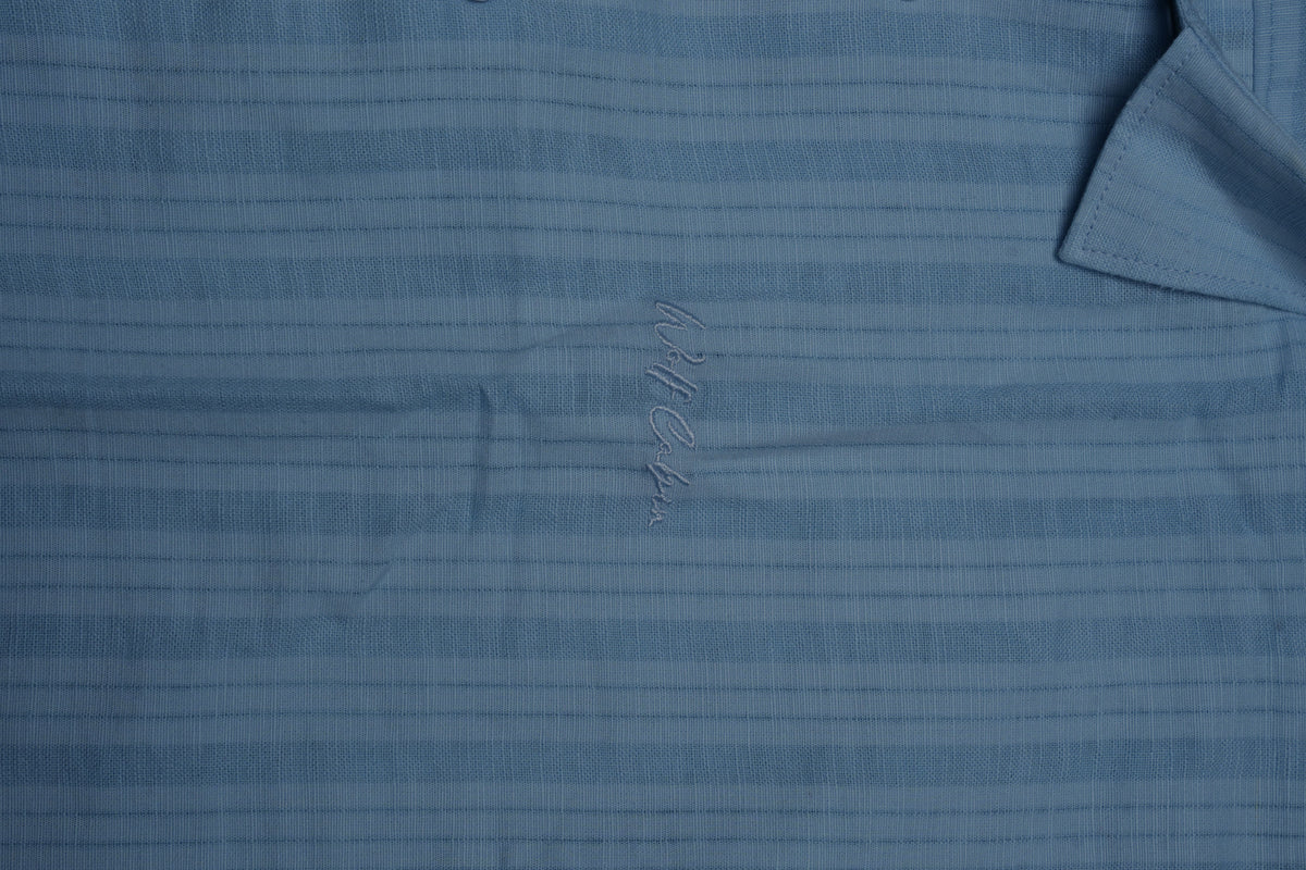 Premium Dobby Stripe Linen Cotton Shirt – Sky Blue