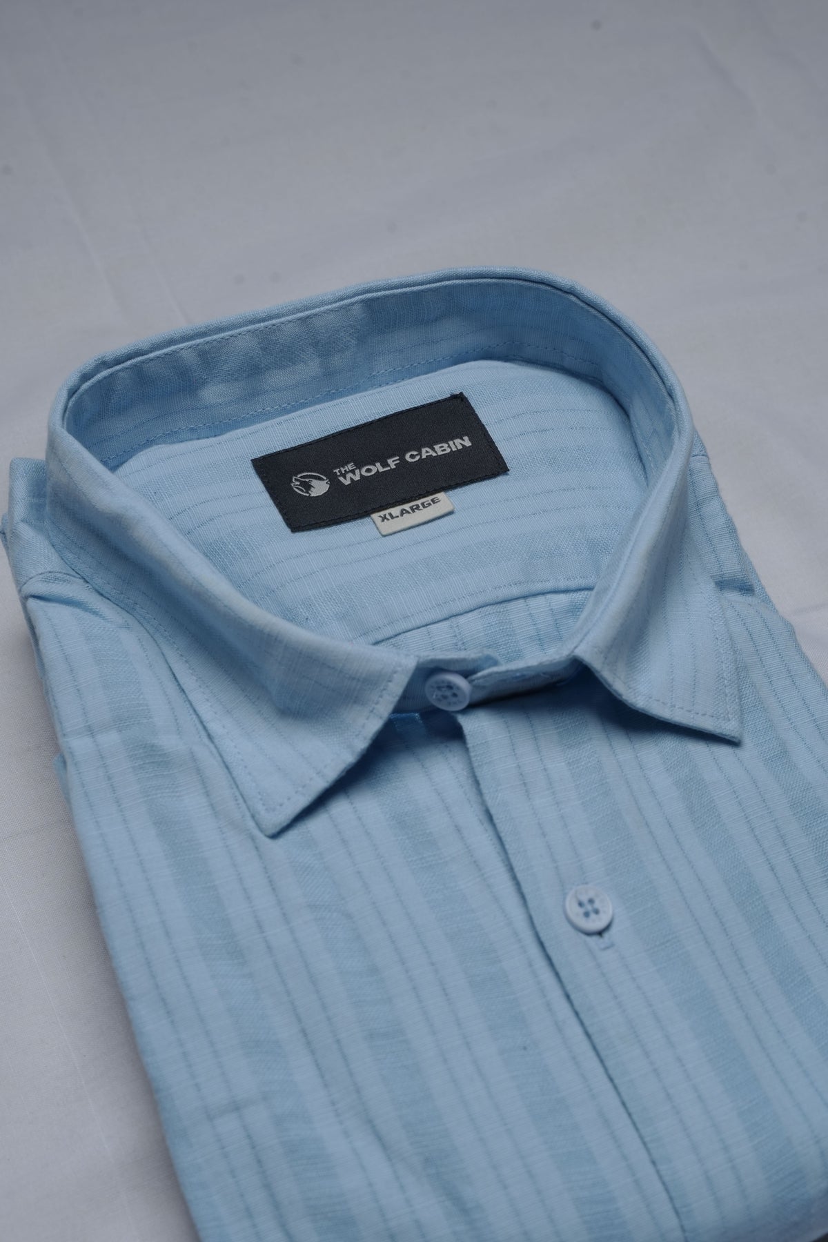 Premium Dobby Stripe Linen Cotton Shirt – Sky Blue