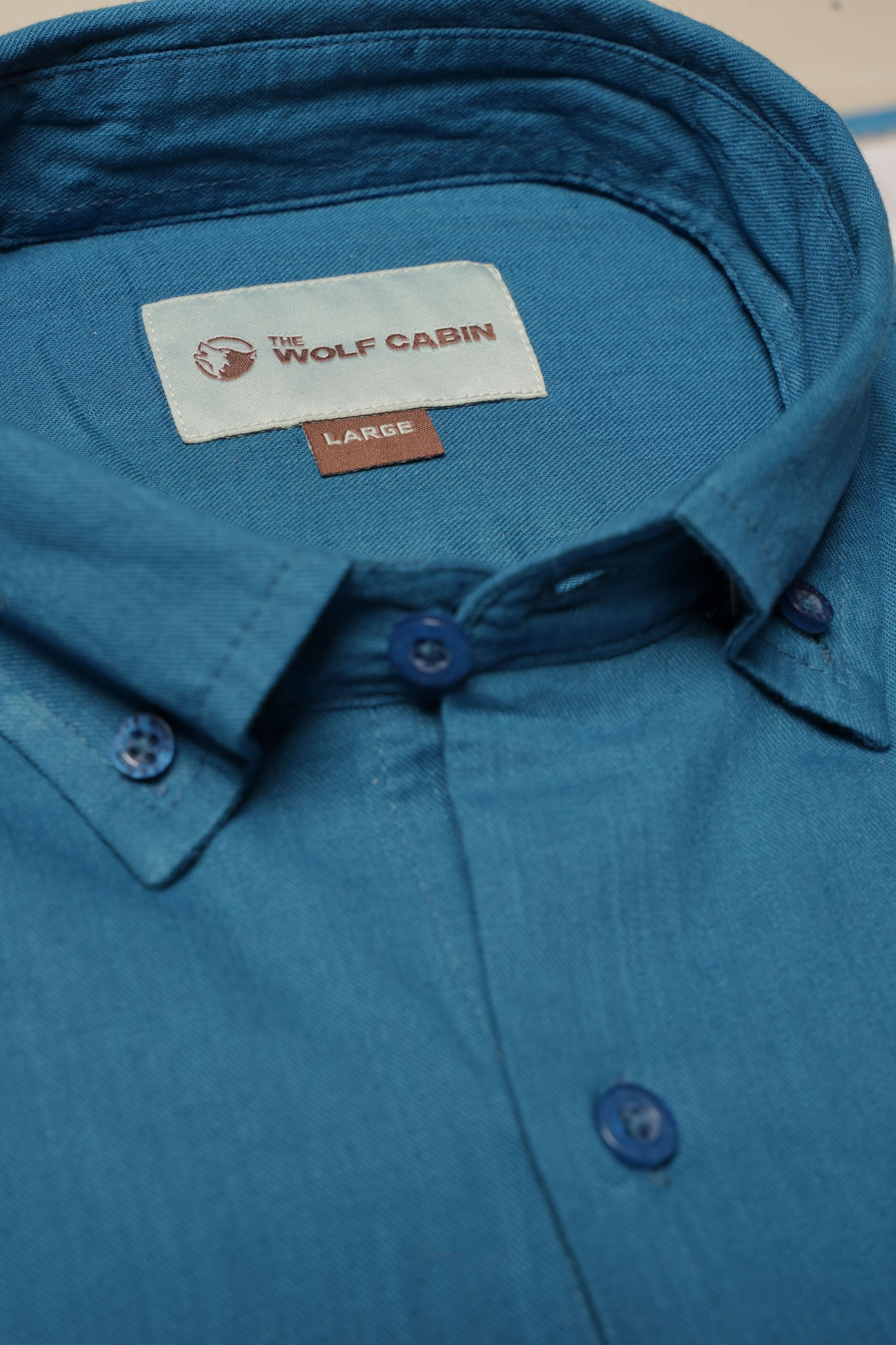 THE WOLF CABIN Semi formal shirts - Deep Teal Blue