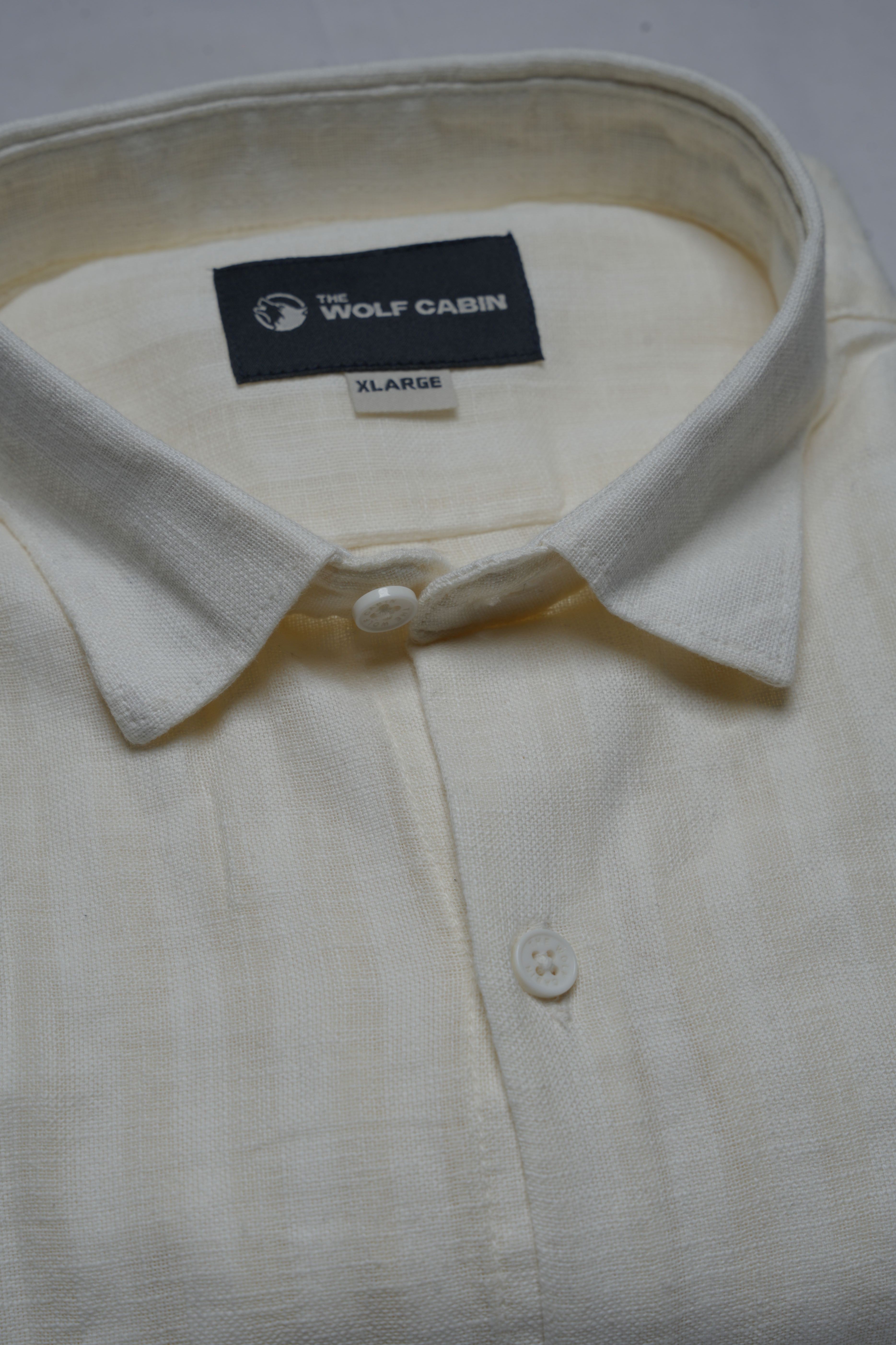 Premium Dobby Stripe Linen Cotton Shirt – Half White