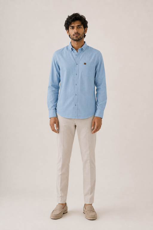 THE WOLF CABIN Semi formal shirts - Sky Blue