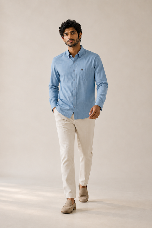 THE WOLF CABIN Semi formal shirts - Sky Blue