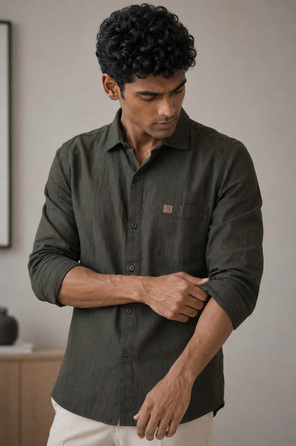 THE WOLF CABIN Semi formal shirts - Dark Olive Green