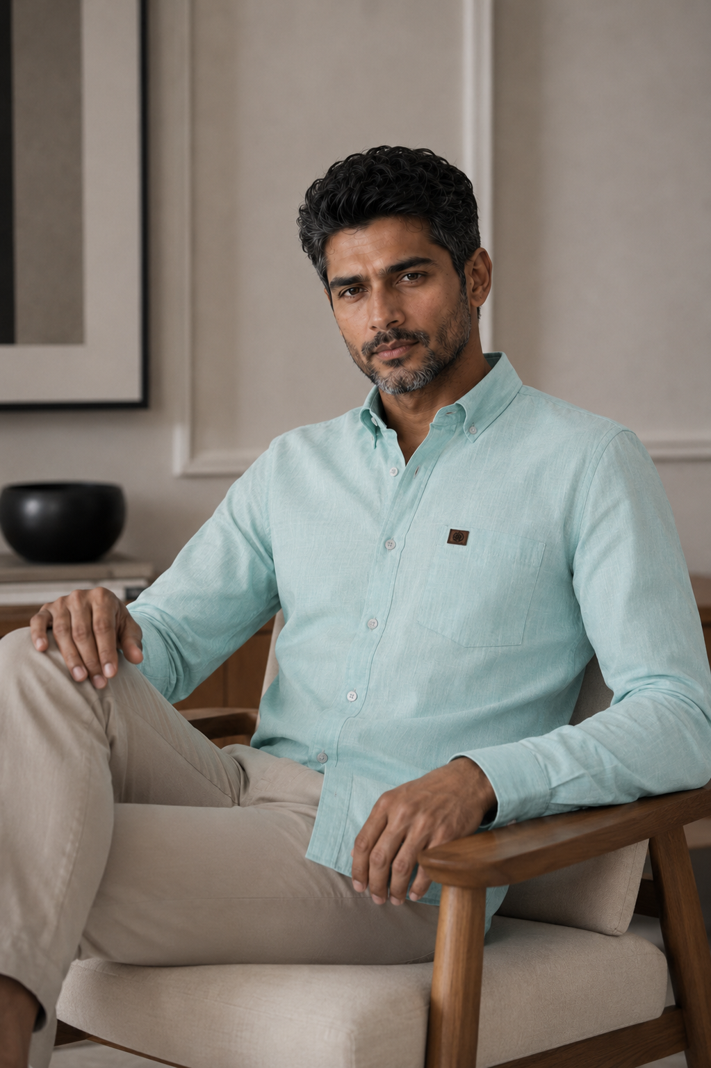 THE WOLF CABIN Semi formal shirts - Ice Mint