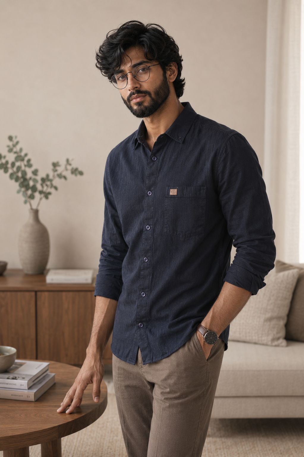 THE WOLF CABIN Semi formal shirts - Midnight Navy