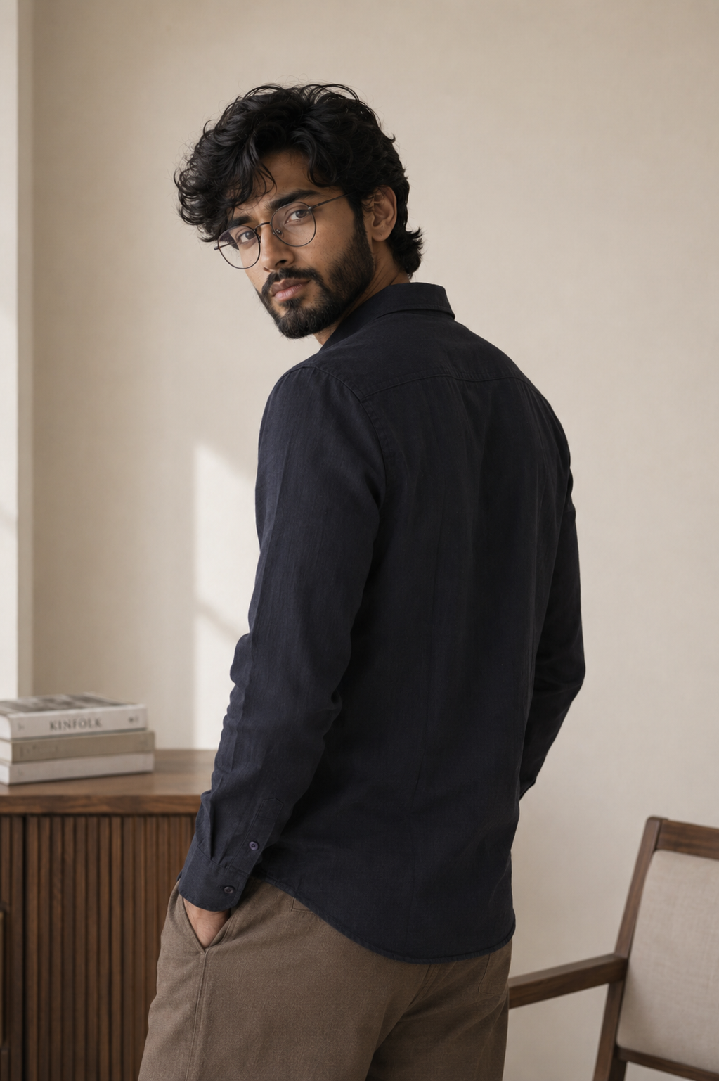 THE WOLF CABIN Semi formal shirts - Midnight Navy