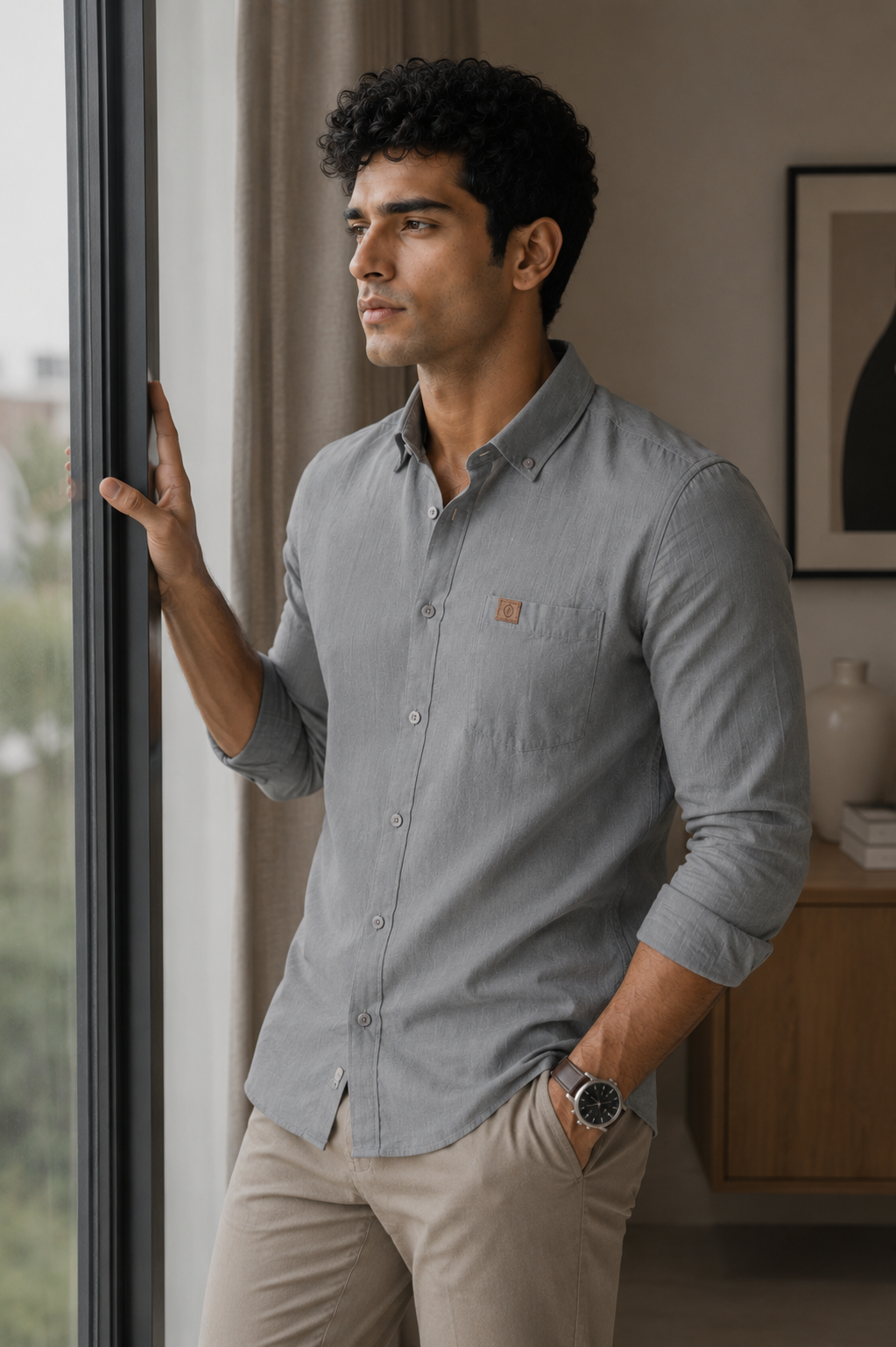 THE WOLF CABIN Semi formal shirts - Sage Grey