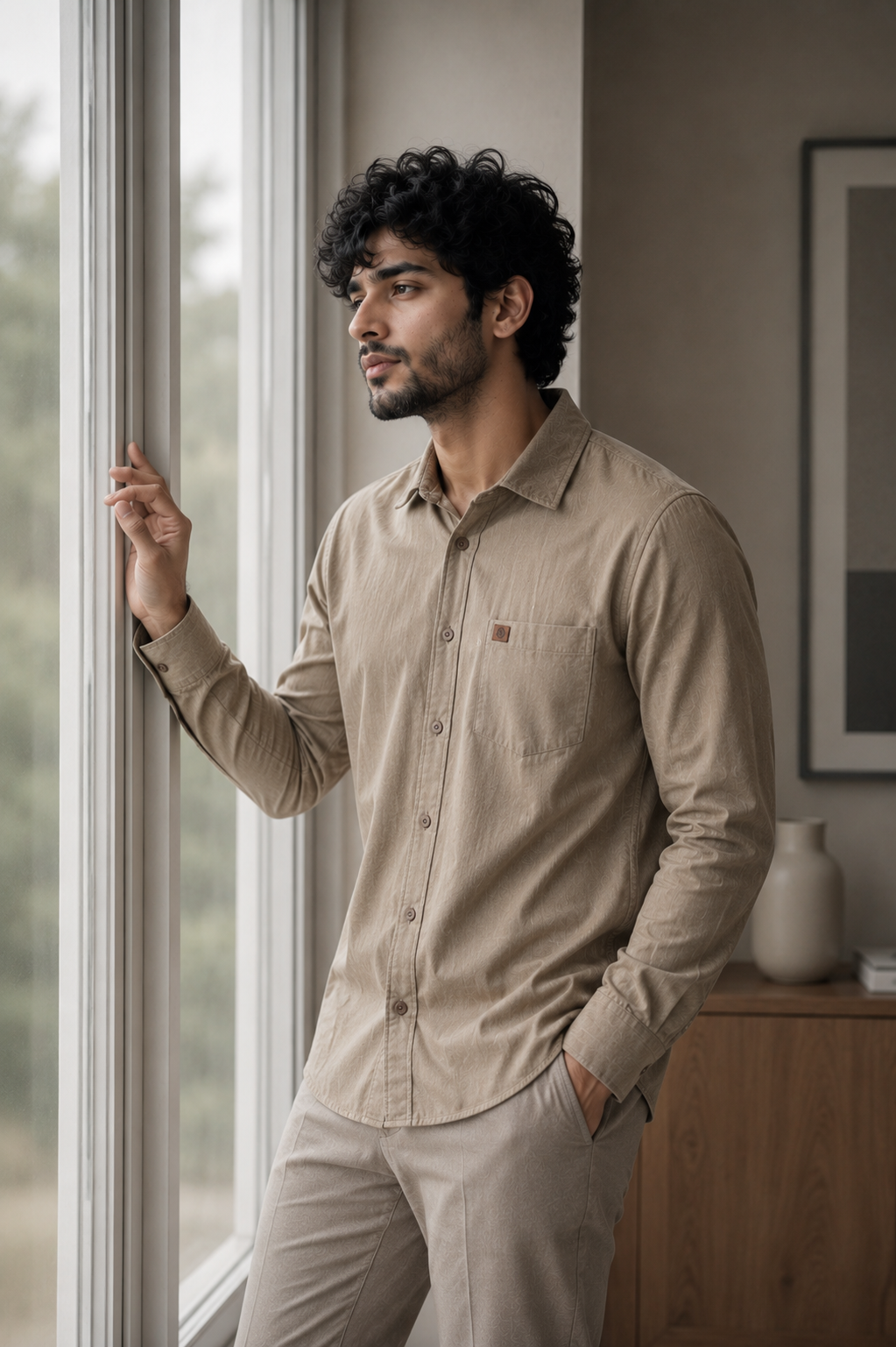 THE WOLF CABIN Semi formal shirts - Stone Beige