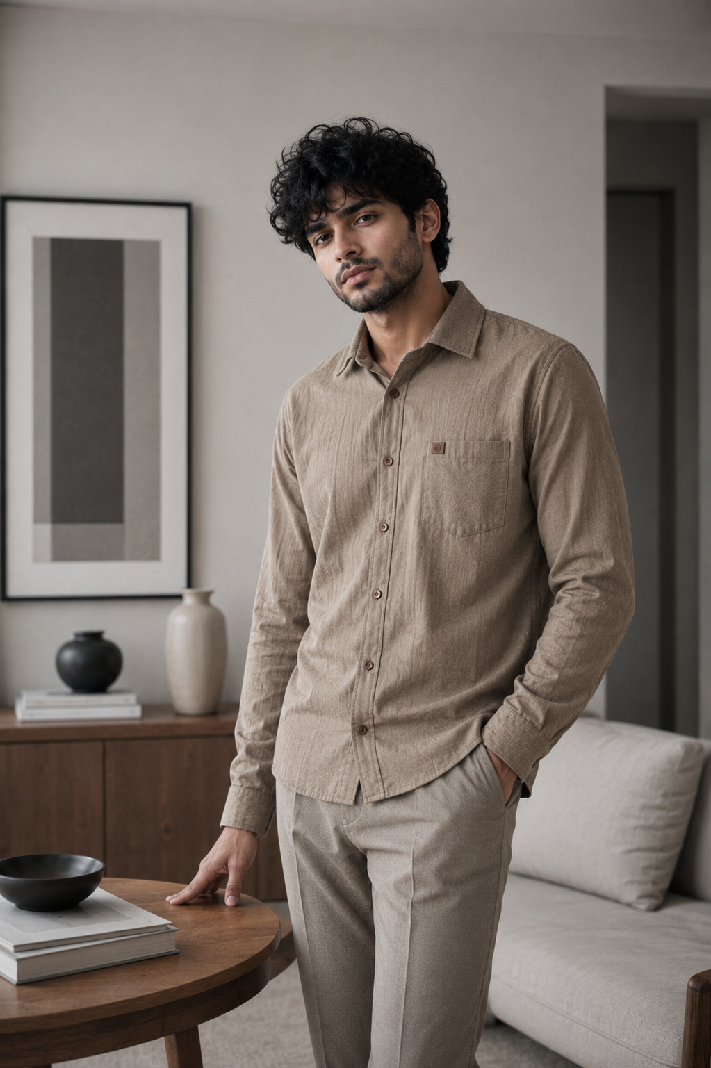 THE WOLF CABIN Semi formal shirts - Stone Beige
