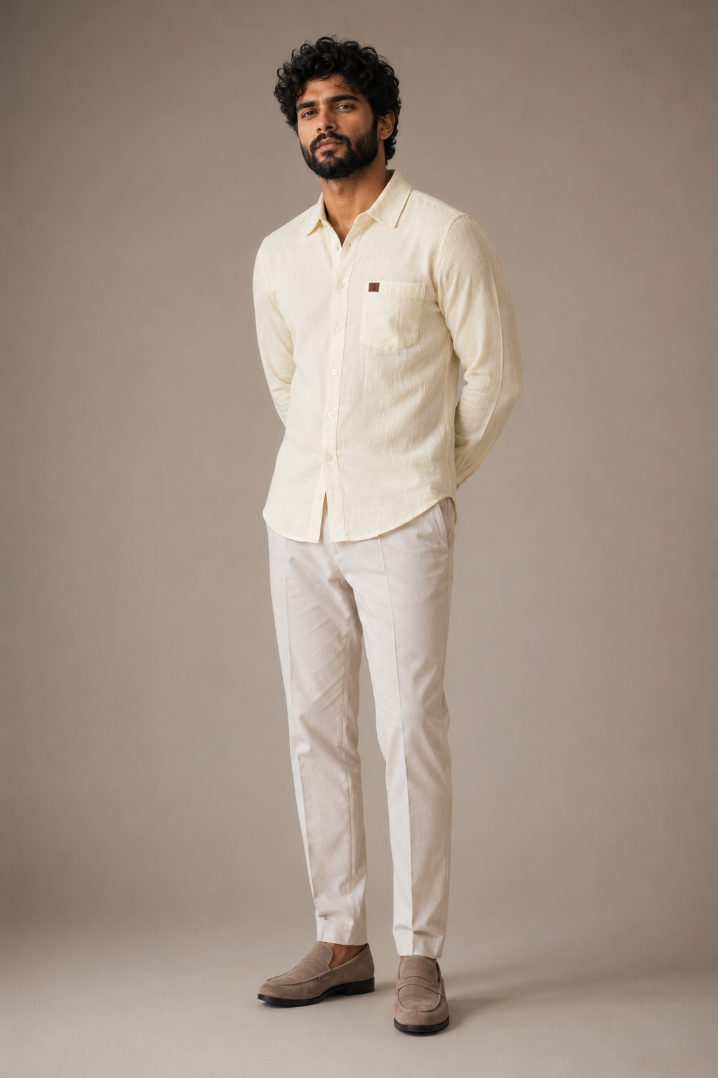 THE WOLF CABIN Semi formal shirts - Warm Ivory