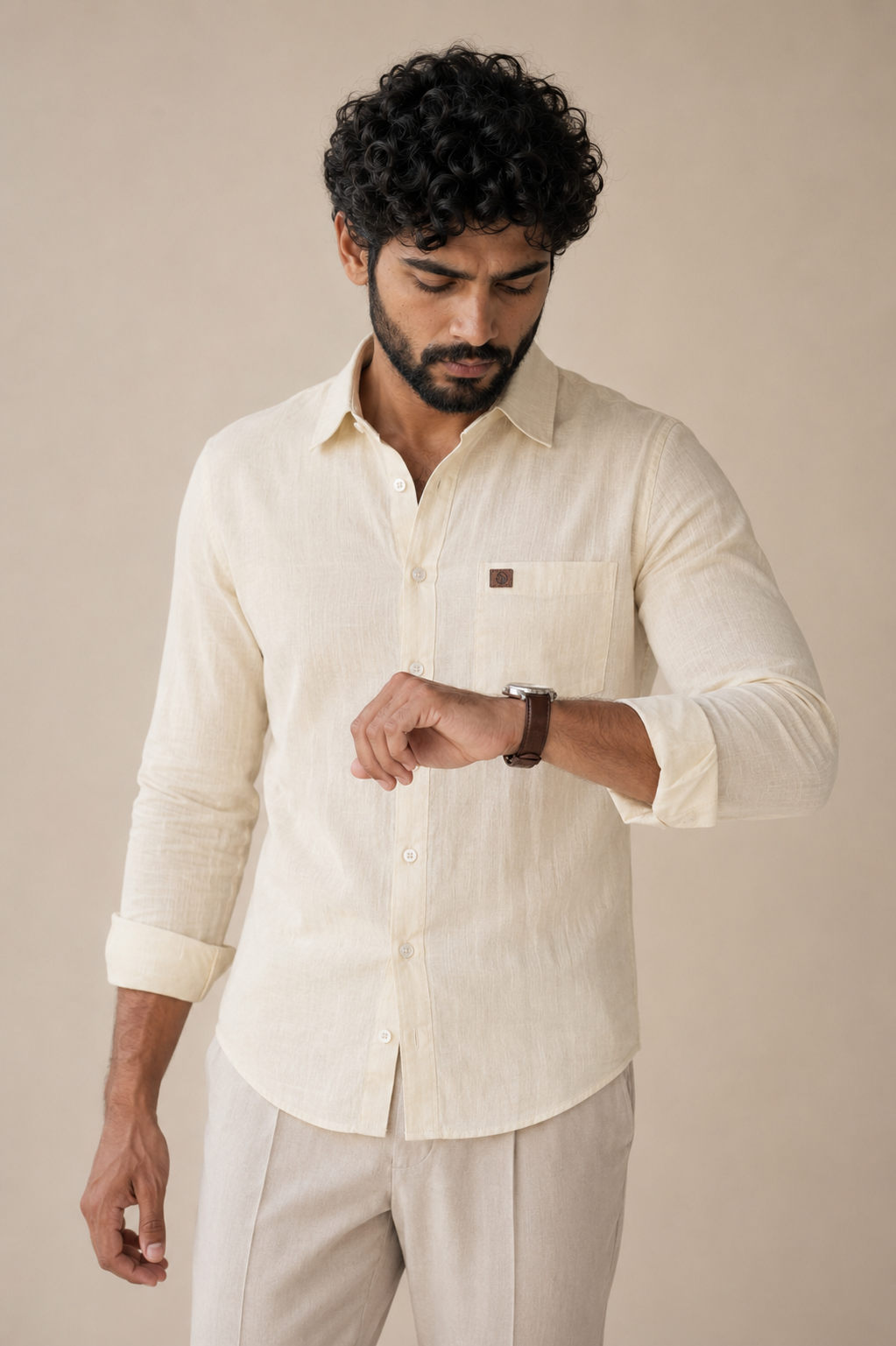 THE WOLF CABIN Semi formal shirts - Warm Ivory