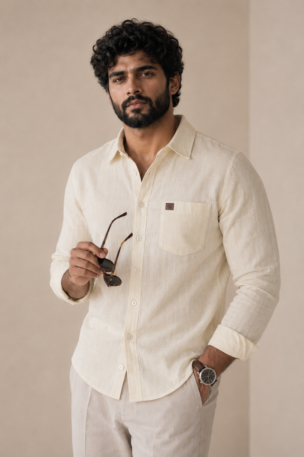 THE WOLF CABIN Semi formal shirts - Warm Ivory