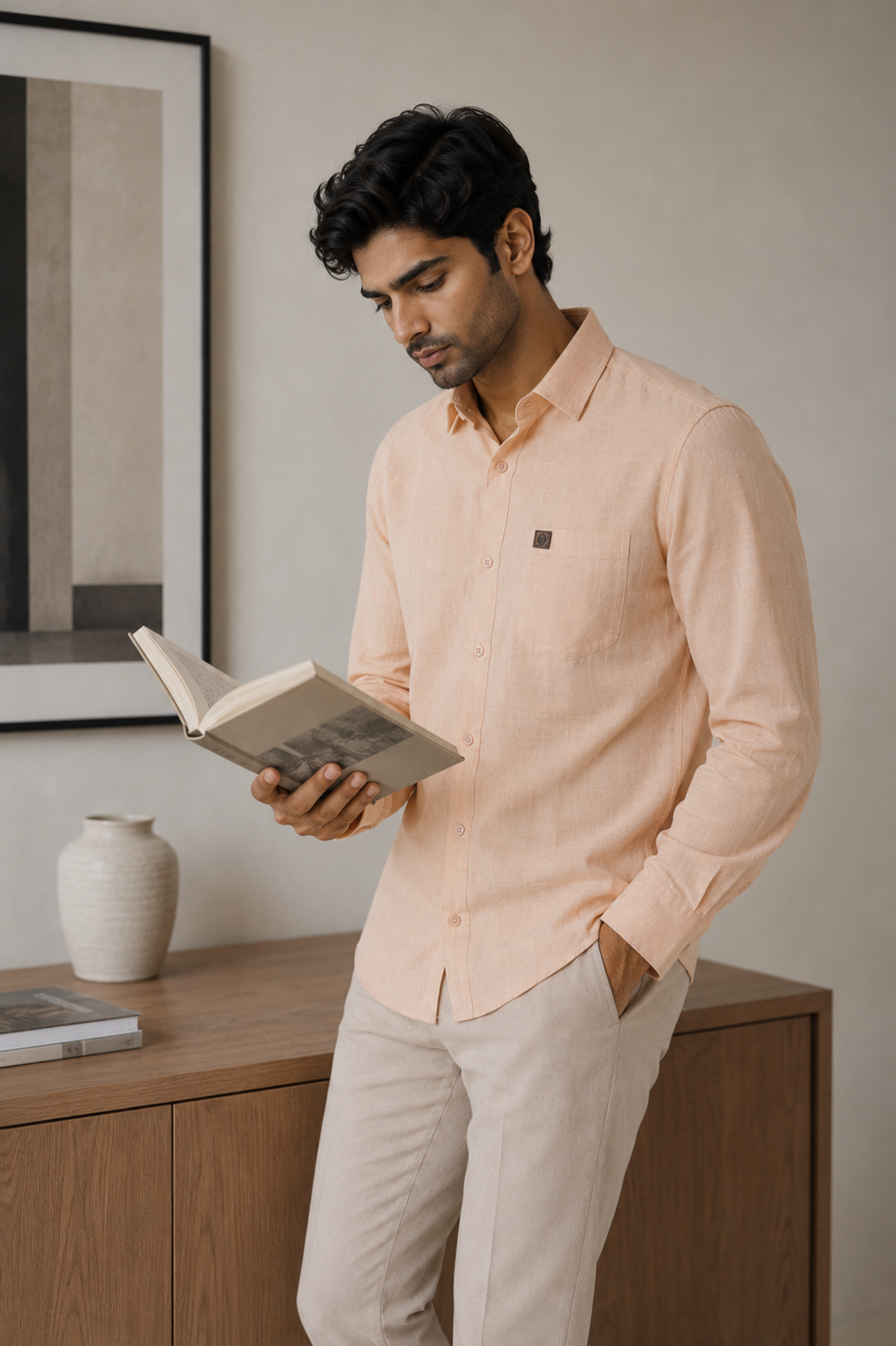 THE WOLF CABIN Semi formal shirts - Light Peach