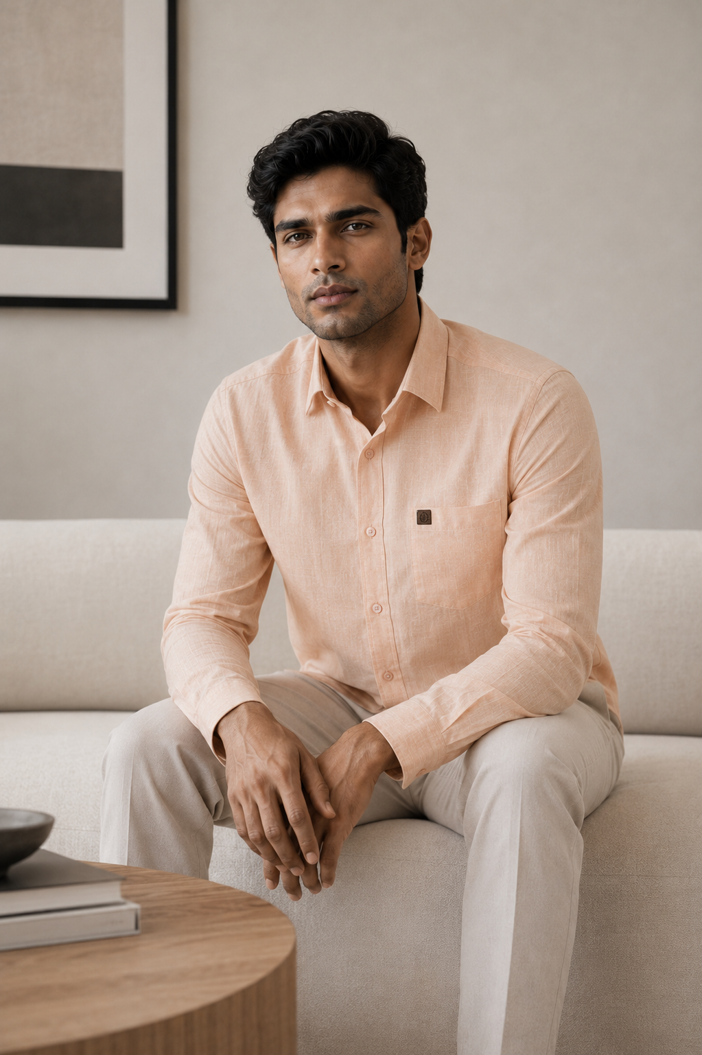 THE WOLF CABIN Semi formal shirts - Light Peach