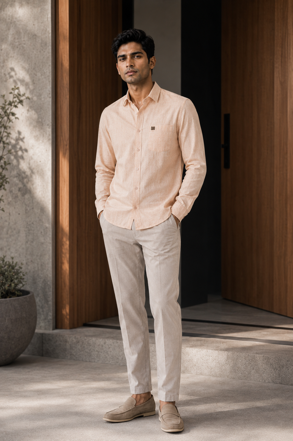 THE WOLF CABIN Semi formal shirts - Light Peach