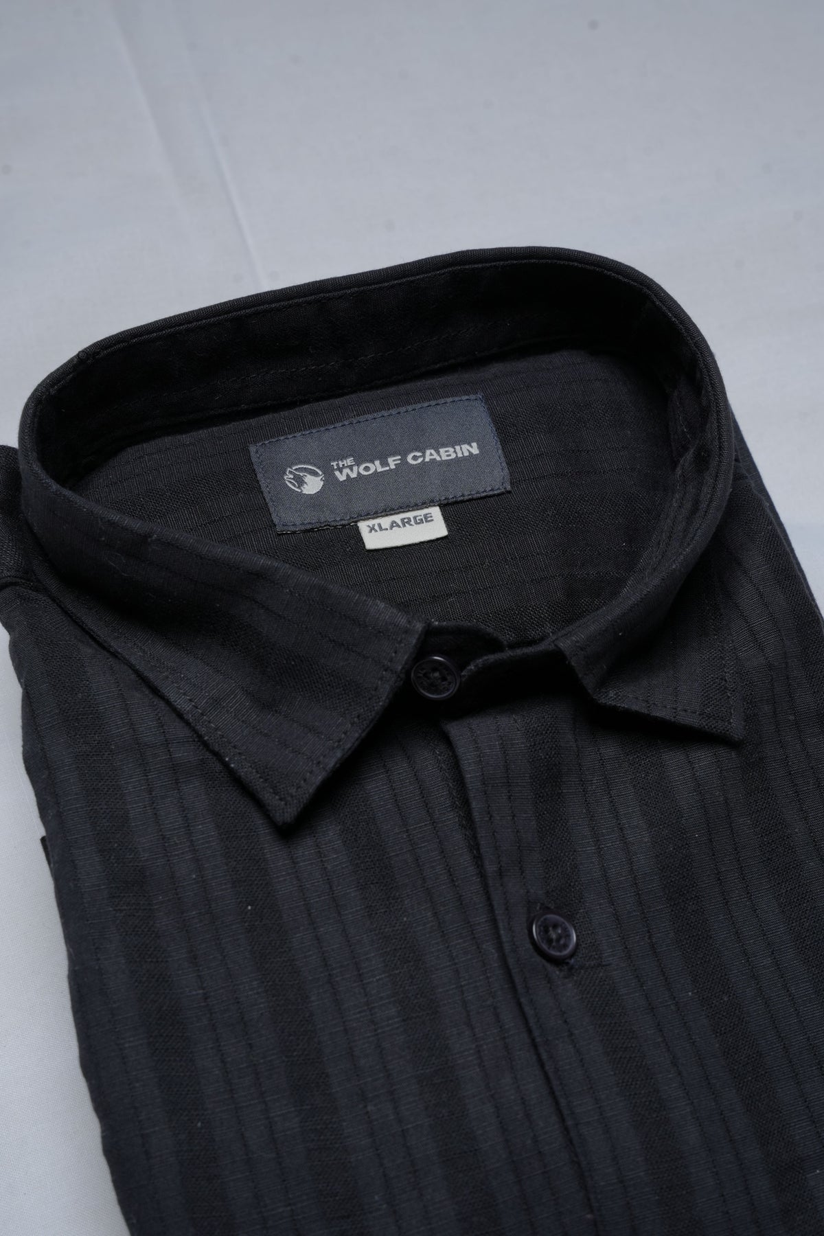 Premium Dobby Stripe Linen Cotton Shirt – Black
