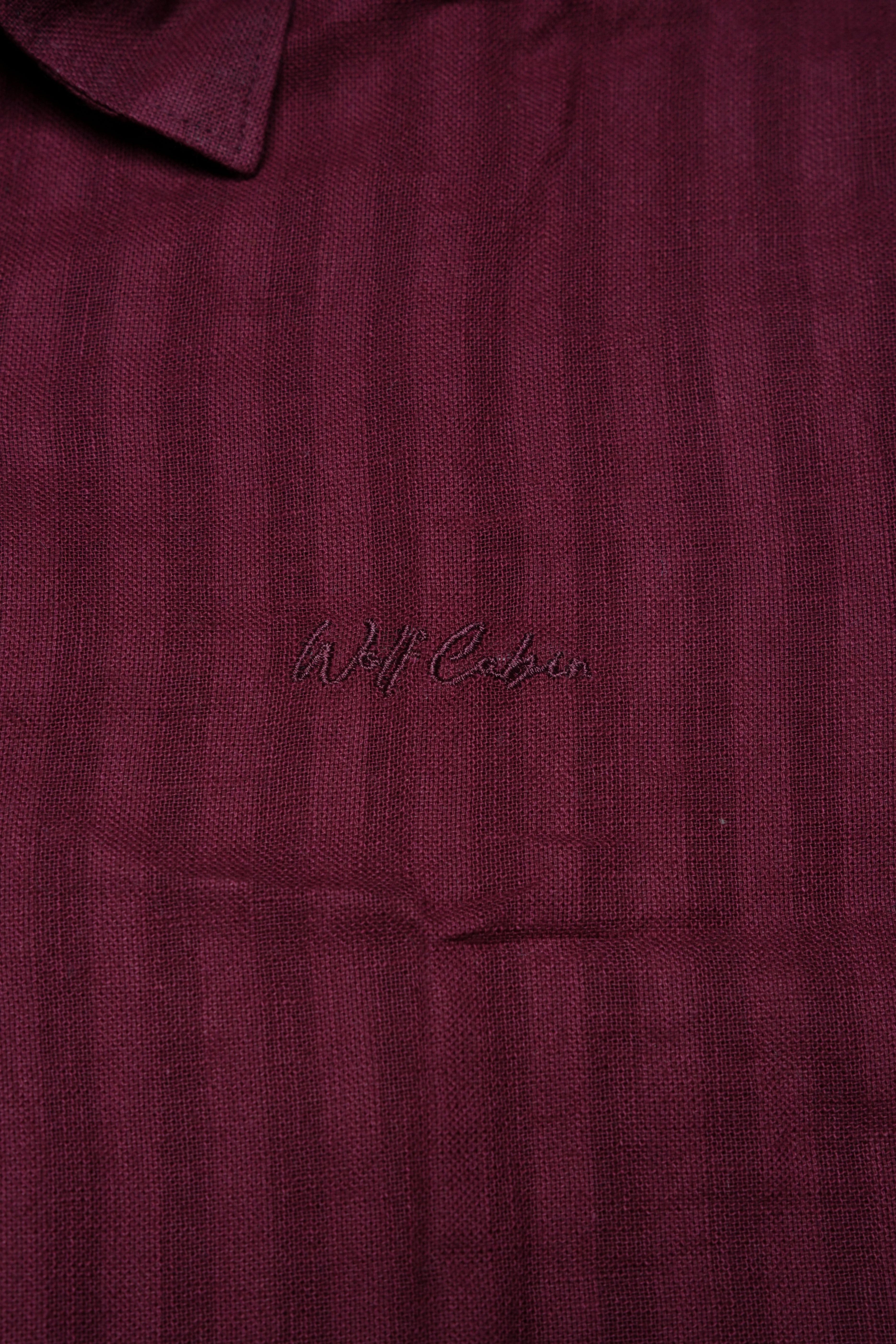 Premium Dobby Stripe Linen Cotton Shirt – Cherry Red