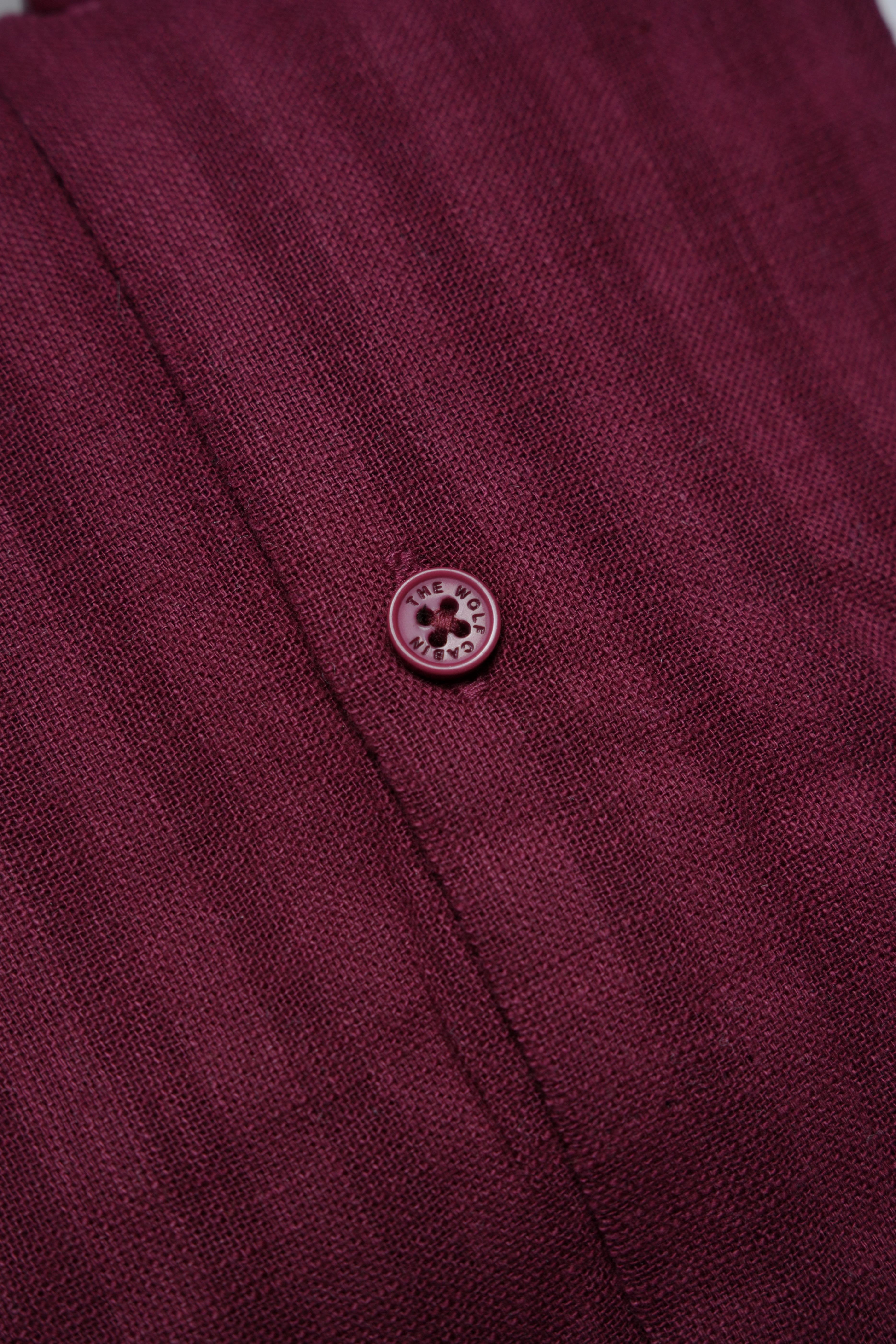 Premium Dobby Stripe Linen Cotton Shirt – Cherry Red