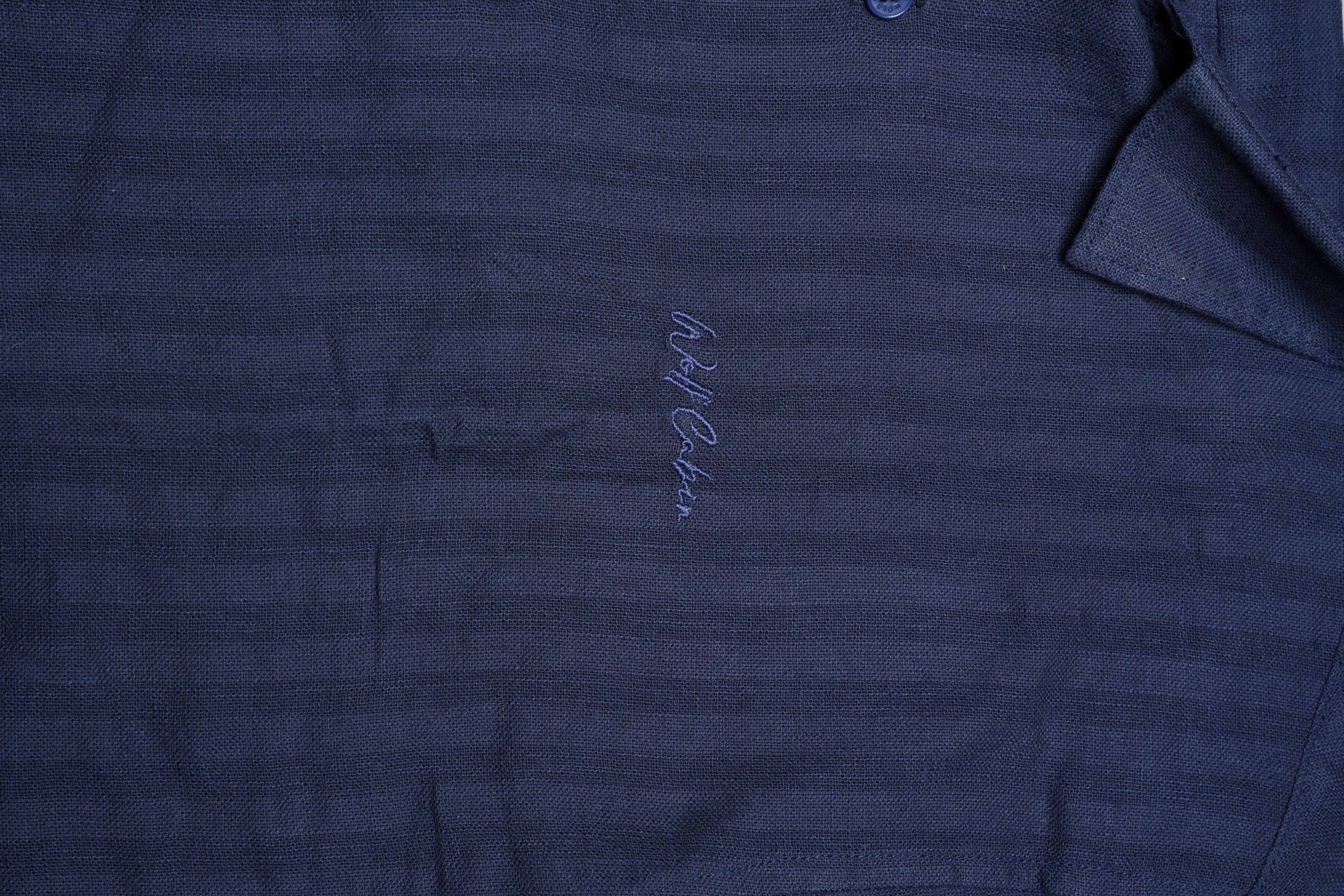 Premium Dobby Stripe Linen Cotton Shirt – Dark Navy