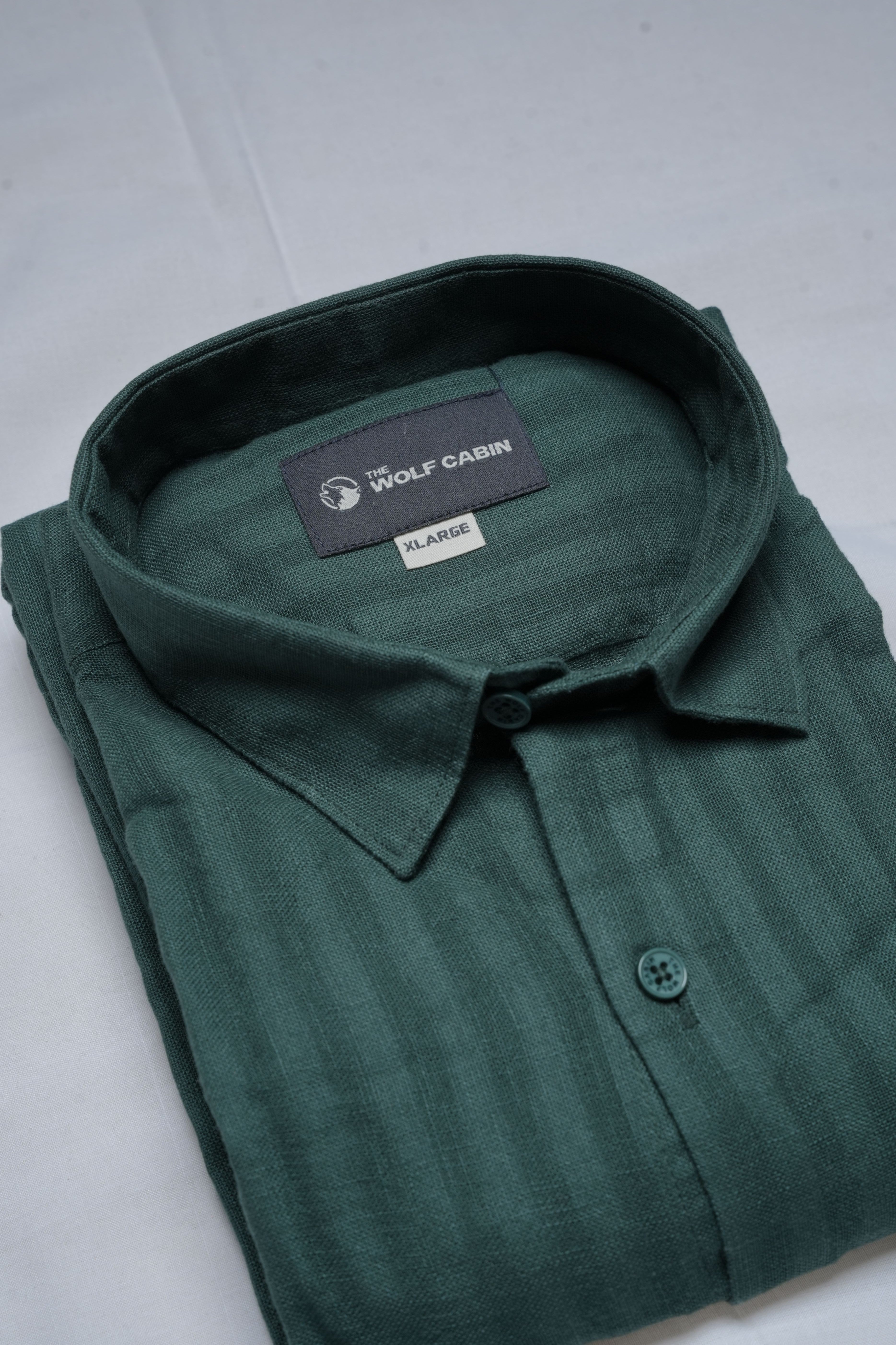 Premium Dobby Stripe Linen Cotton Shirt – Green