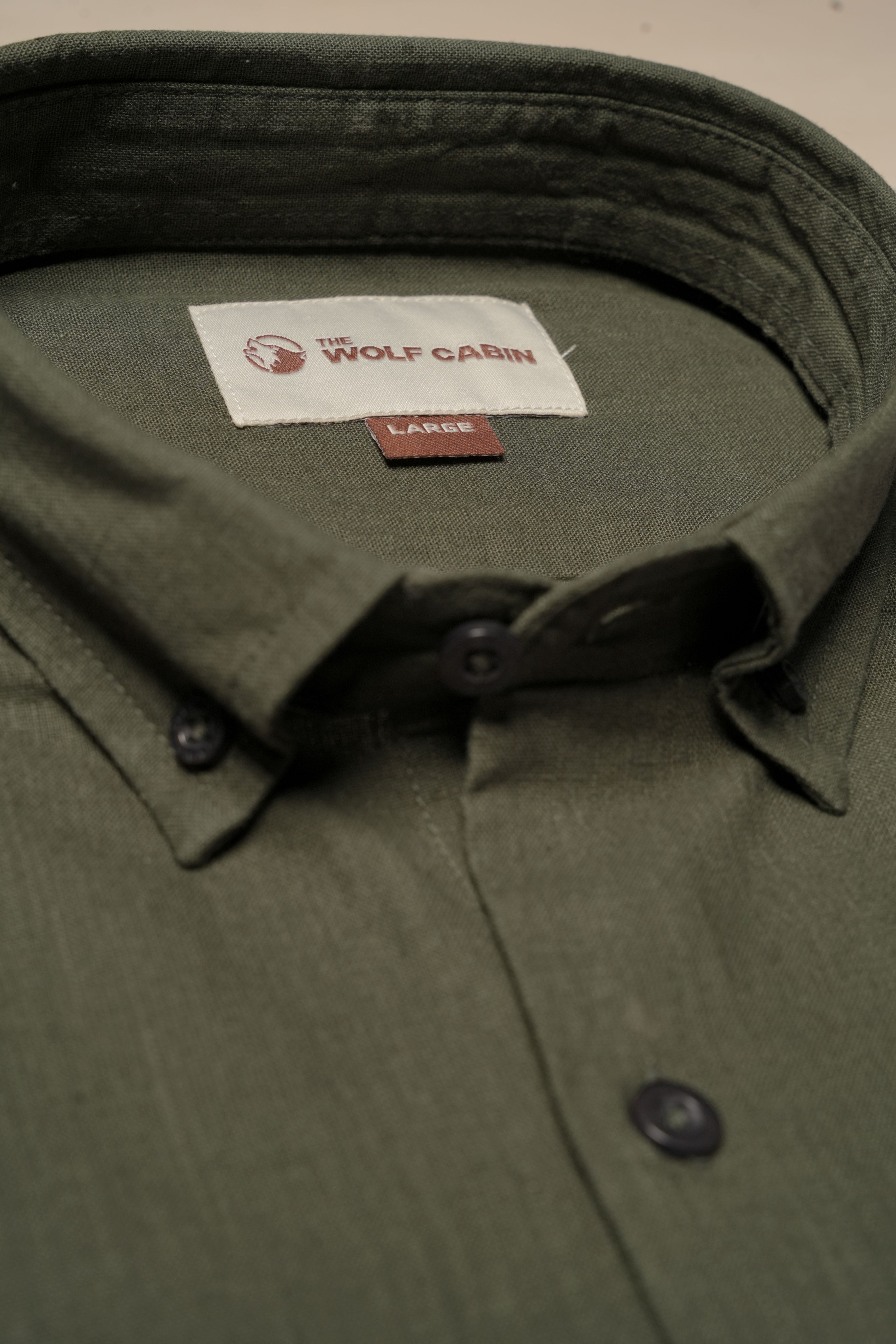 THE WOLF CABIN Semi formal shirts - Dark Olive Green
