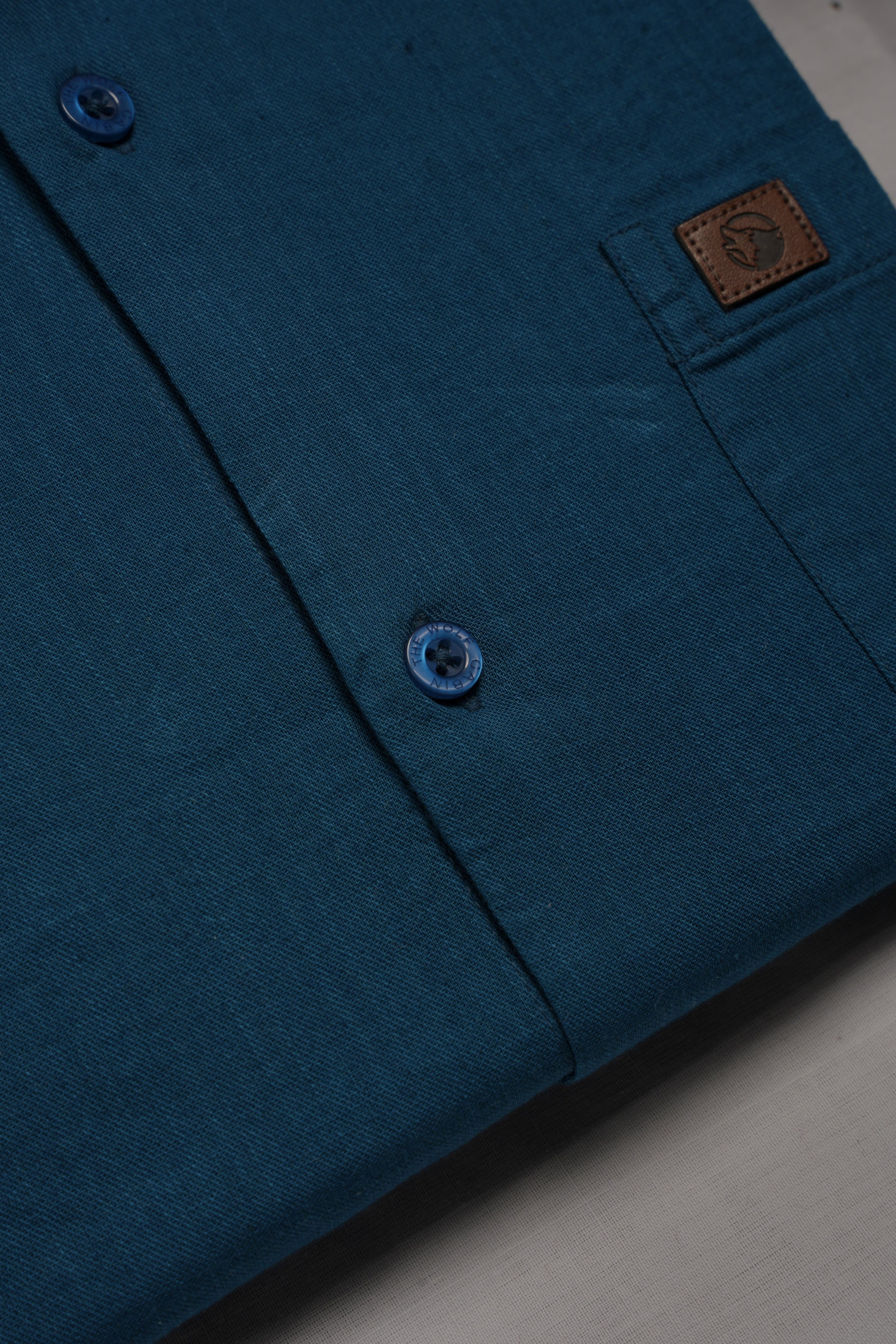 THE WOLF CABIN Semi formal shirts - Deep Teal Blue